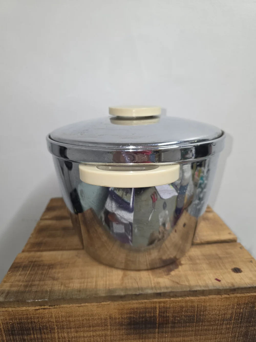 Thermos Stainless Steel Ice Bucket with Cream Accents